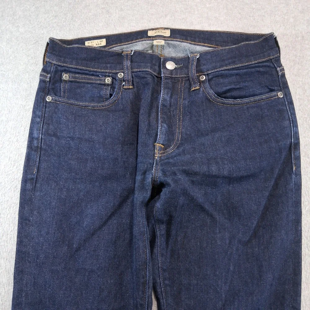 J. Crew Jeans Mens 31x32 484 Slim Fit Dark Indigo Blue Stretch Denim
